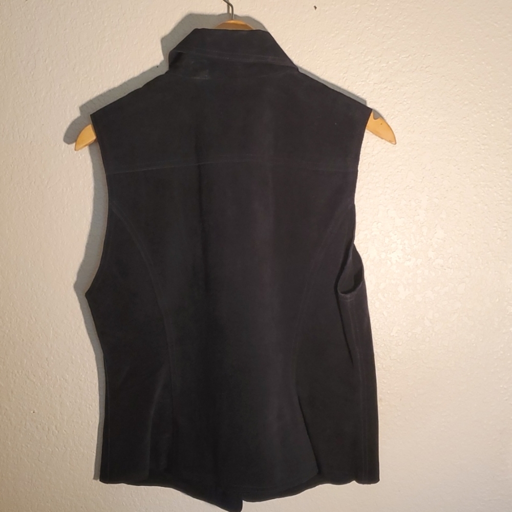 SUEDE VEST/ DARK NAVY BLUE  SIZE 14 - ELLEN TRACY - Picture 5 of 7